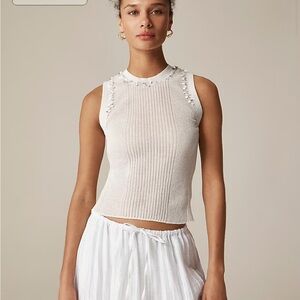 J Crew Sheer ruffle-trim tank top with sequin embellishments